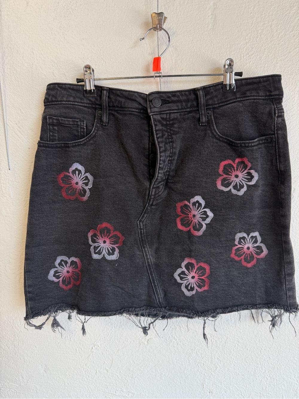 Levi's Black Denim Mini Skirt with Pink & White Floral Print